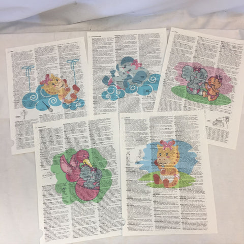 Set of 5 Nursery Theme Dictionary Prints
