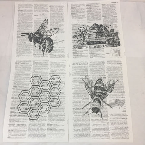 Set of 4 Bee Theme Dictionary Prints