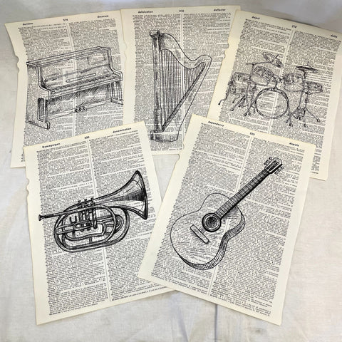Set of 5 Music Dictionary Prints