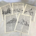Set of 5 Mountain Dictionary Prints