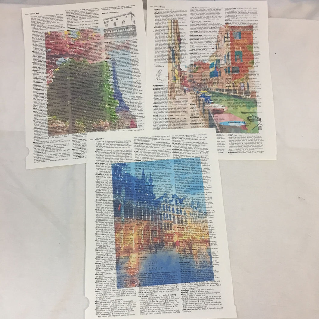 Set of 3 City Theme Dictionary Prints