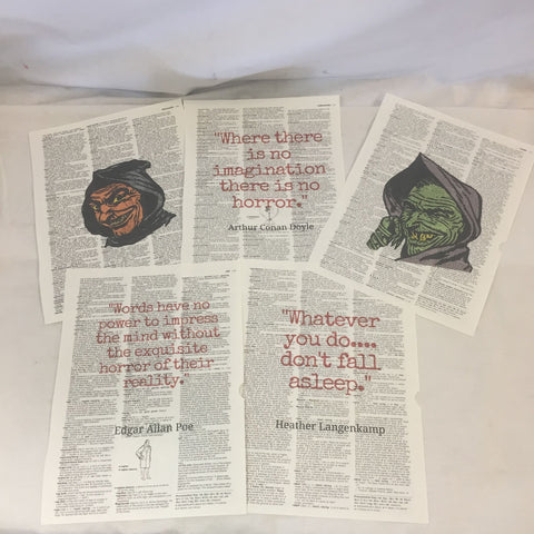 Set of 5 Halloween Theme Dictionary Prints