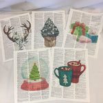 Set of 5 Christmas Theme Dictionary Prints